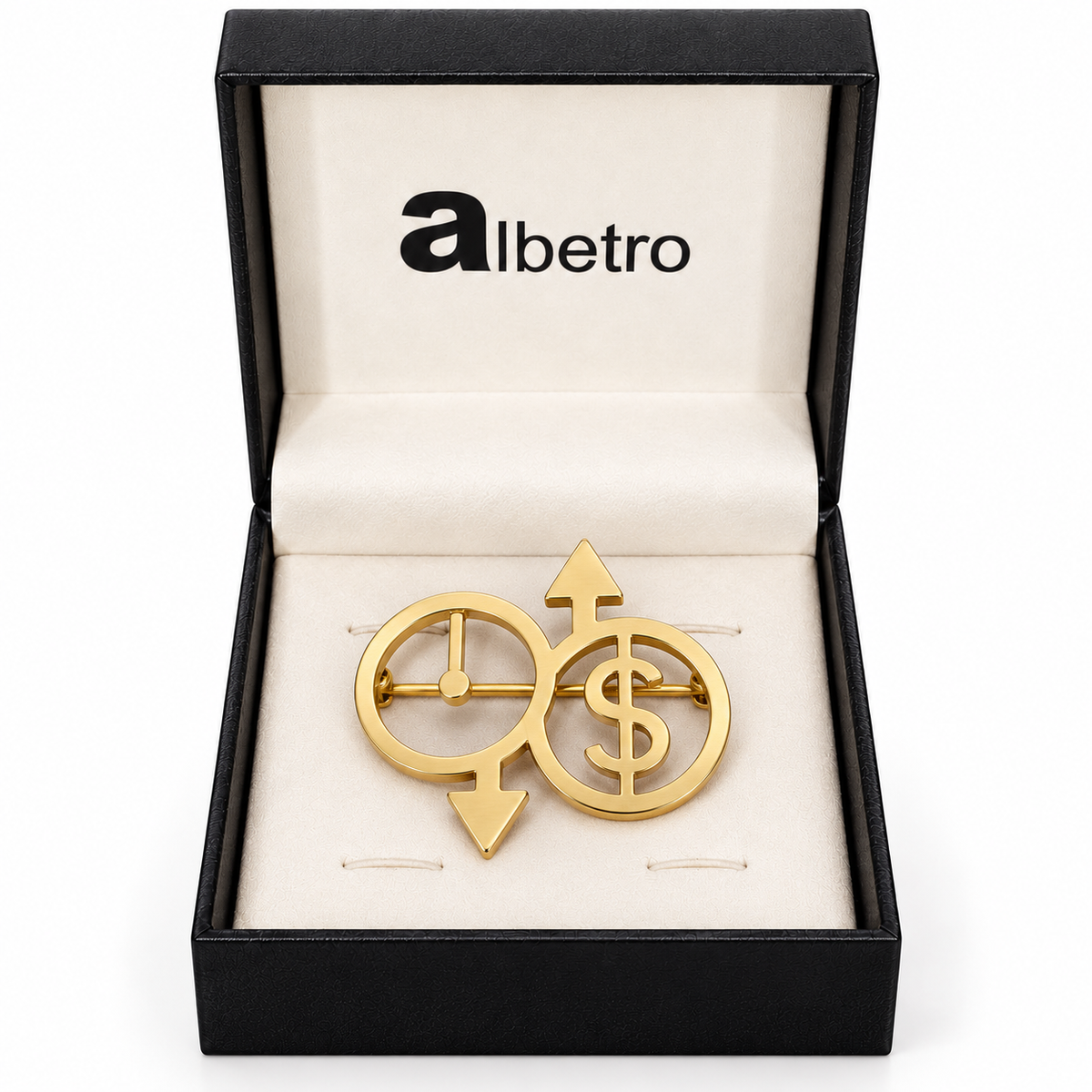 Albetro The Dealmaker finance brooch close-up view