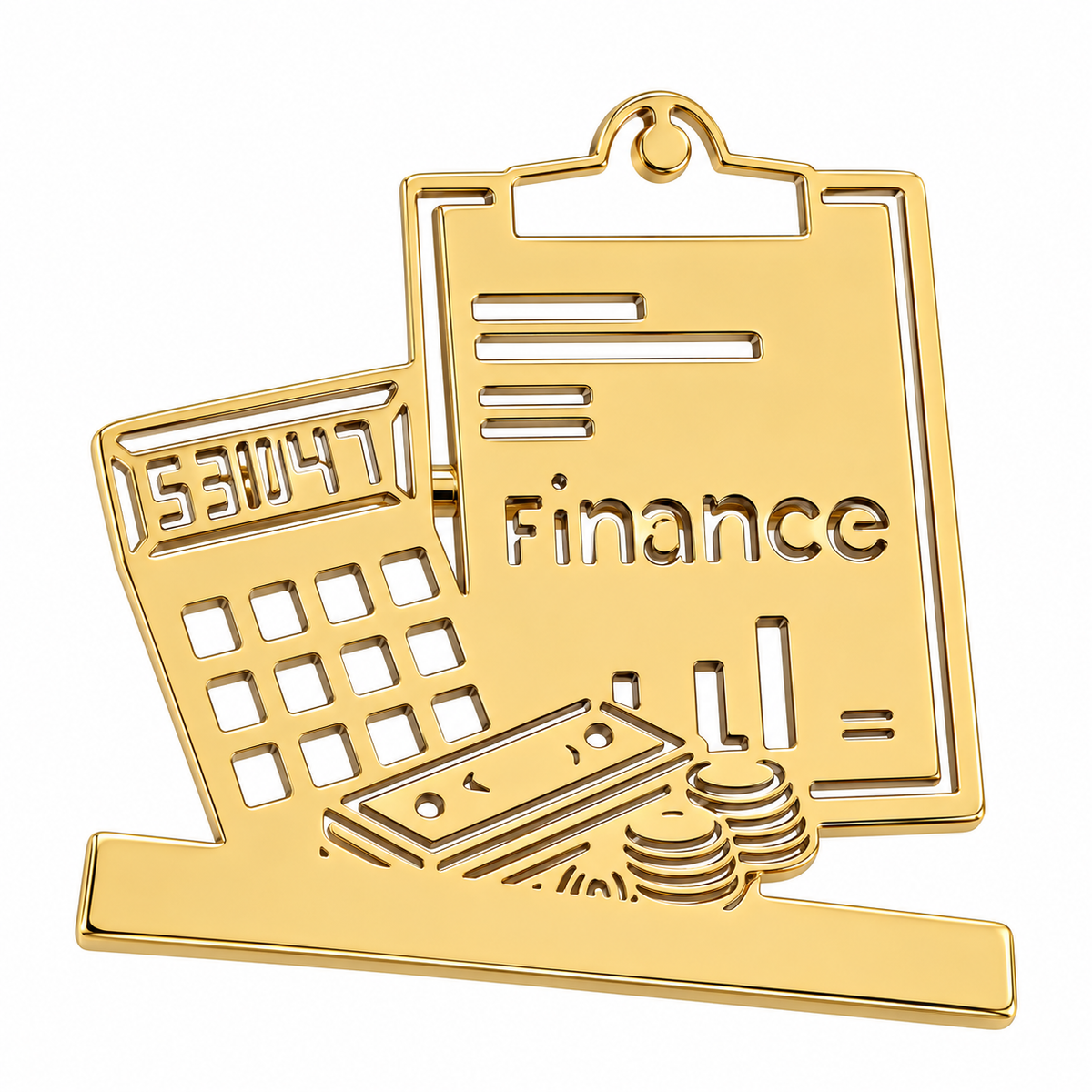 Albetro The Chartered gold finance clipboard brooch detailed view