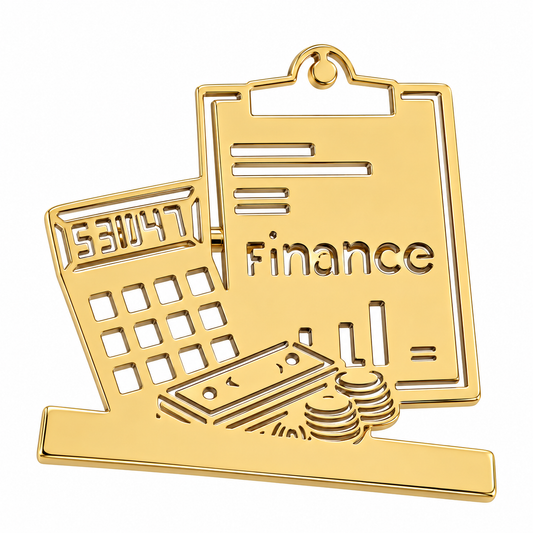 Albetro The Chartered gold finance clipboard brooch detailed view