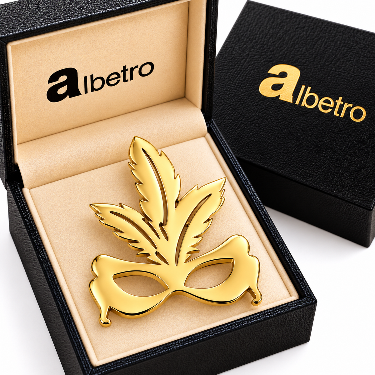 Albetro The Masquerade mask brooch close-up view