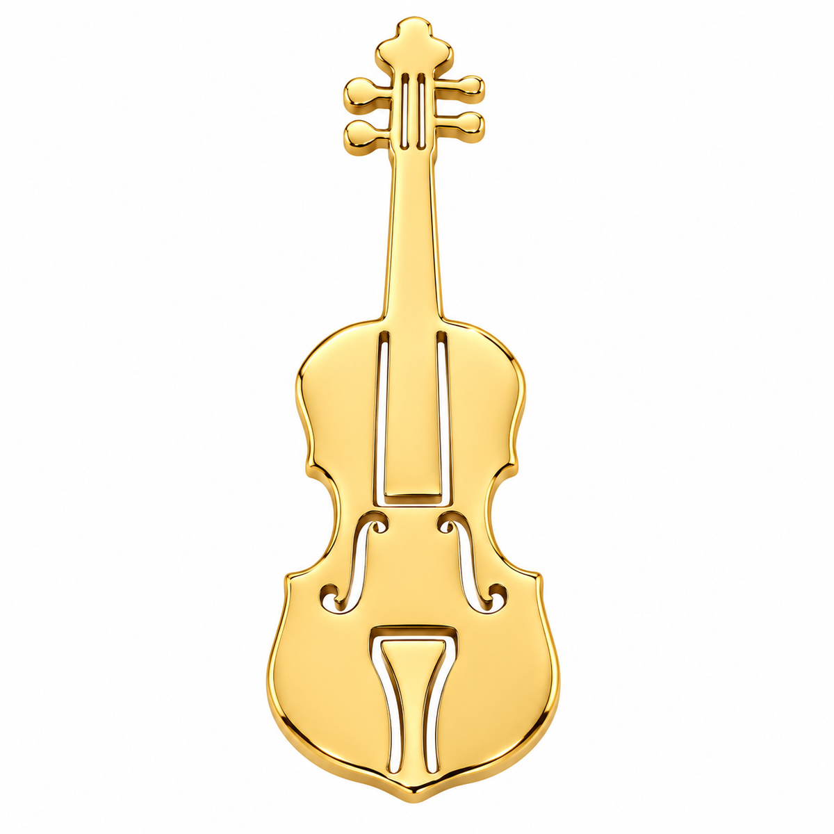 Albetro The Virtuoso gold violin brooch detailed view
