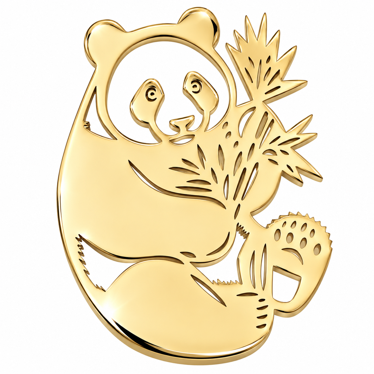 Albetro The Bamboo Panda gold panda brooch detailed view