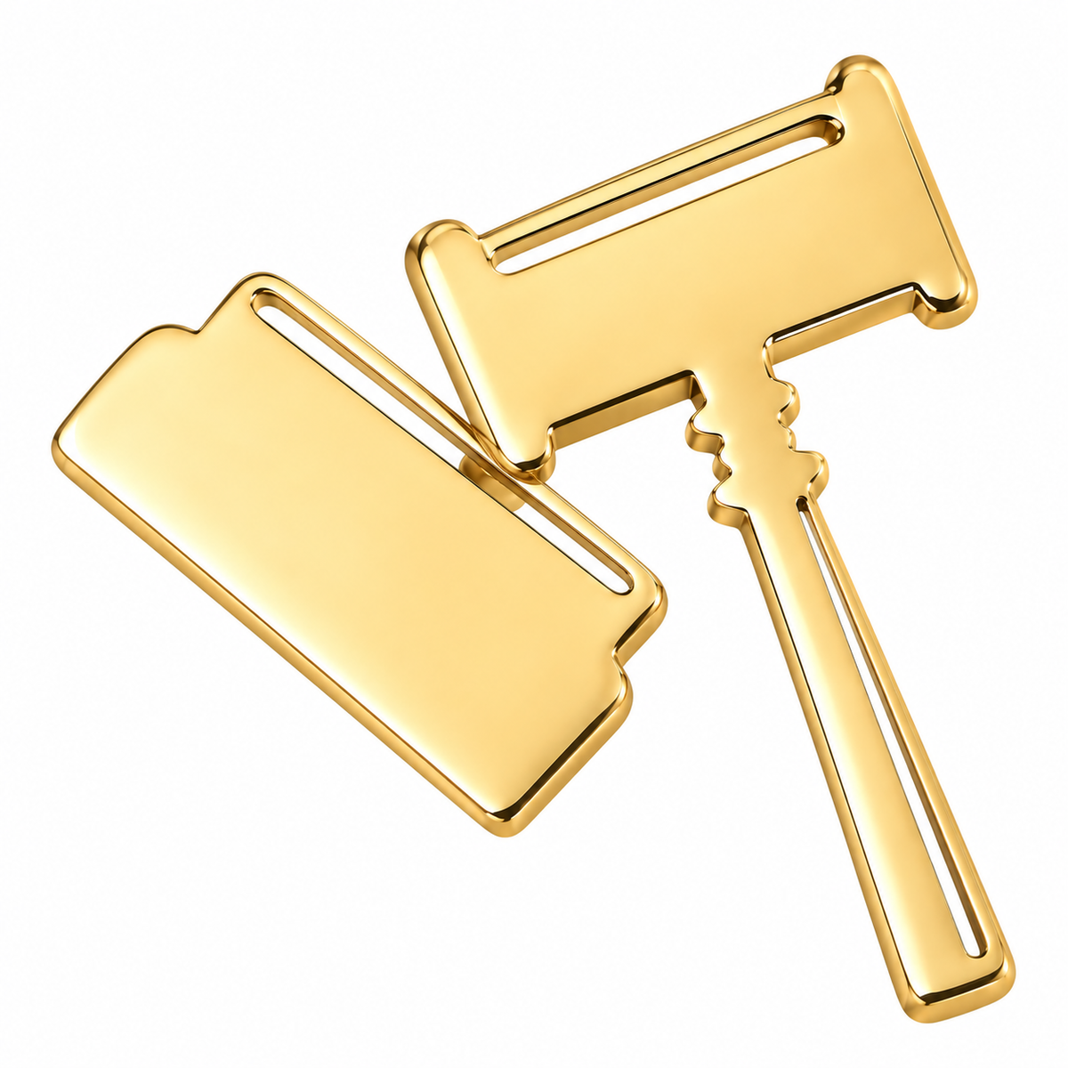Albetro The Judgement gold judge gavel brooch detailed view