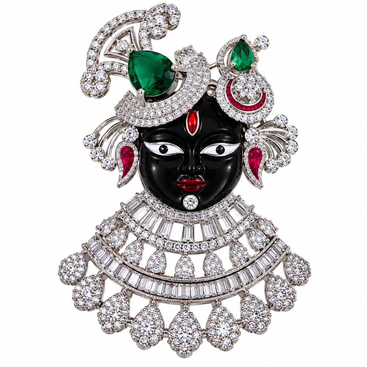 Albetro The Shrinathji Panna divine brooch detailed view