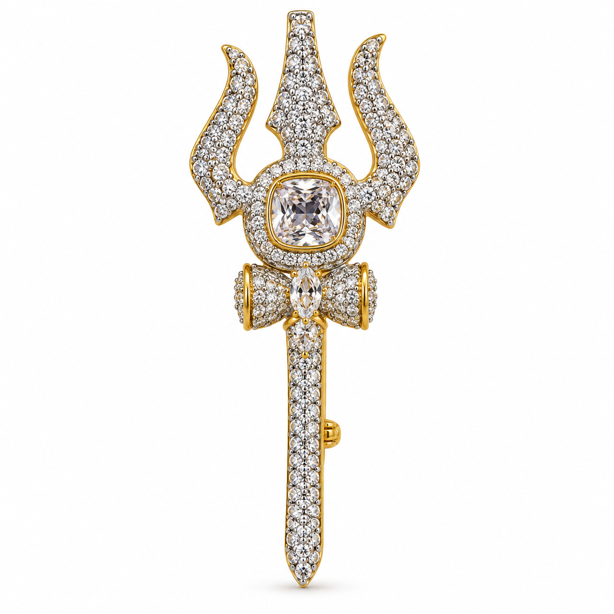Albetro The Trishul Damru AD trishul brooch detailed view