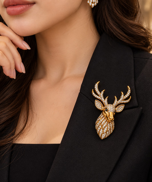 Albetro The Stag Imperial AD stag brooch detailed view