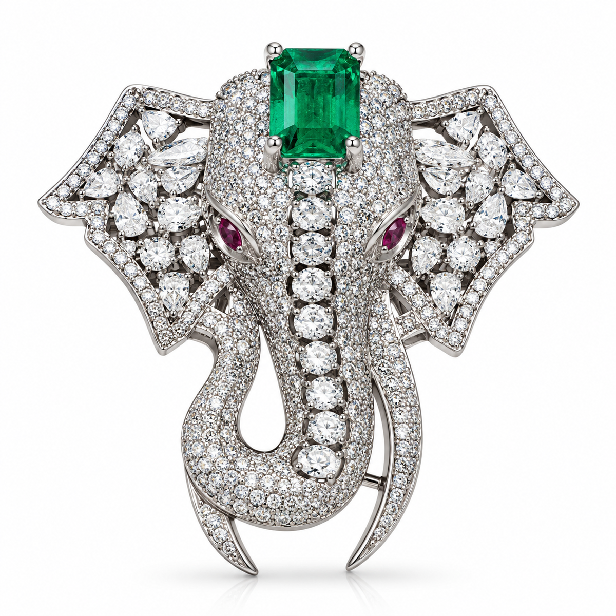 Albetro The Panna Gajanan AD elephant brooch detailed view