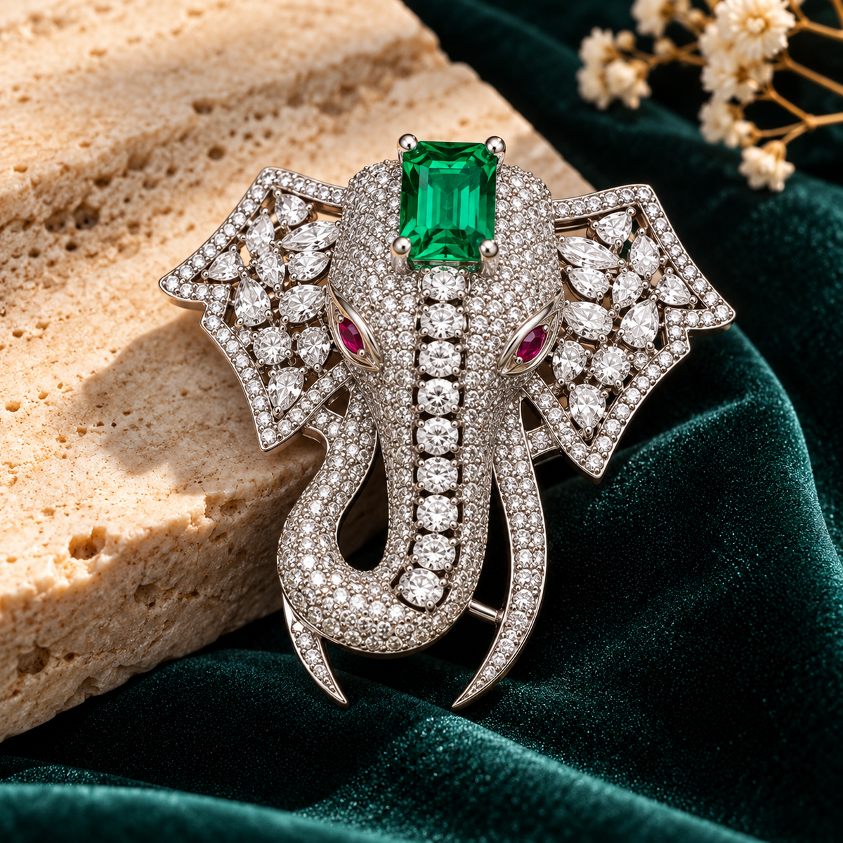 Albetro The Panna Gajanan brooch close-up view