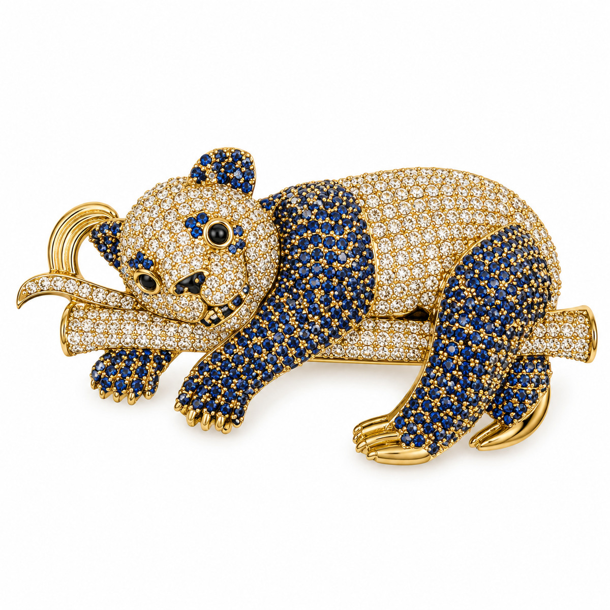 Albetro The Sapphire Panda Royale AD panda brooch detailed view