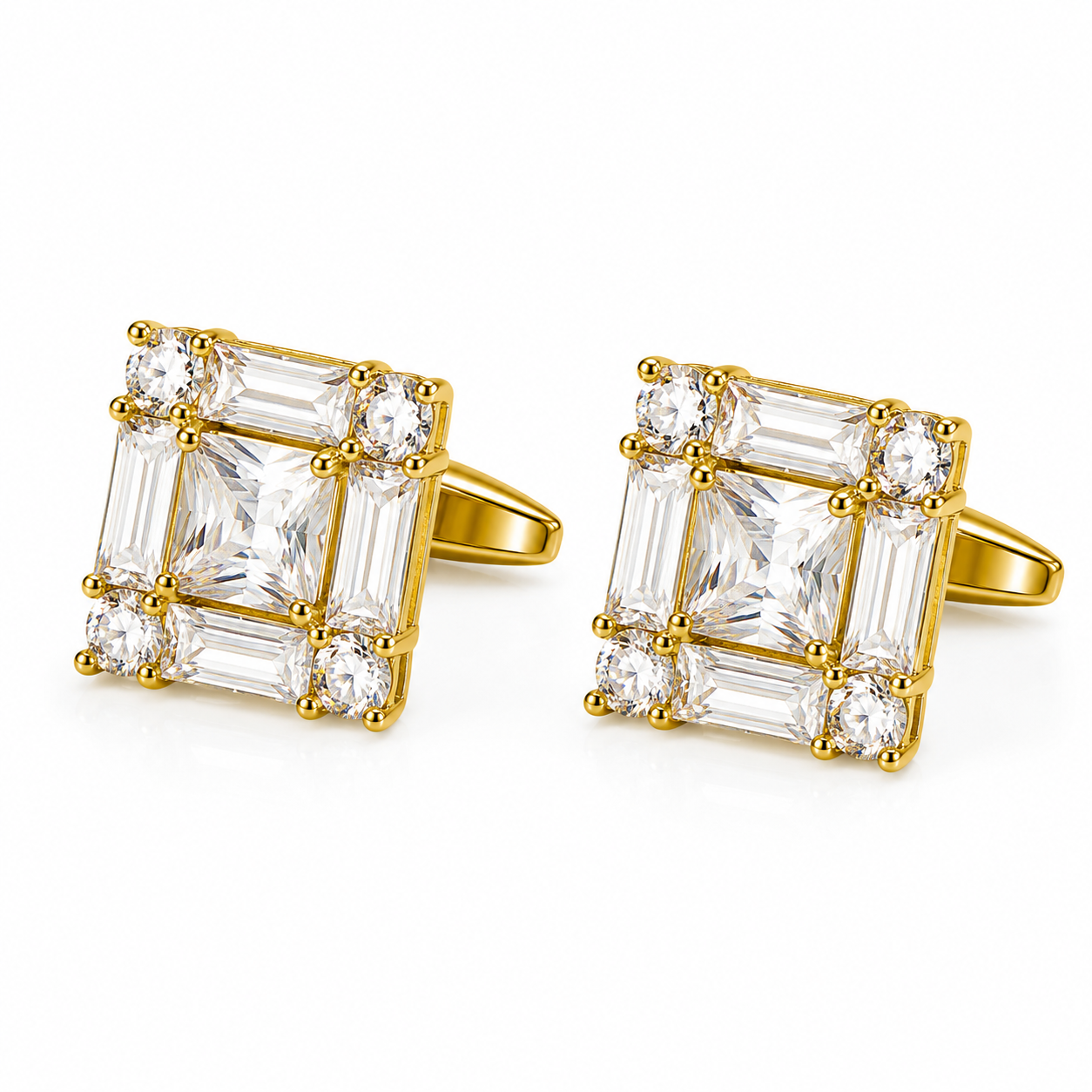 The Imperiale Baguette AD Stone Cufflinks - Flat Lay