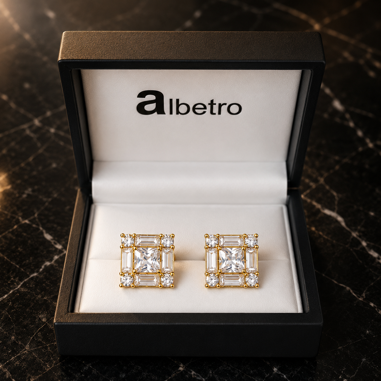 The Imperiale Baguette AD Stone Cufflinks - Close Up
