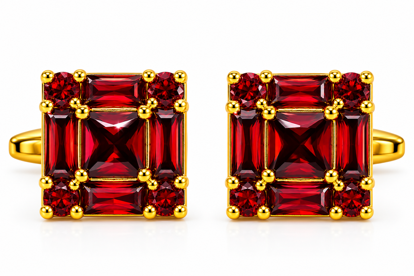 The Garnet Sovereign AD Stone Cufflinks - Flat Lay
