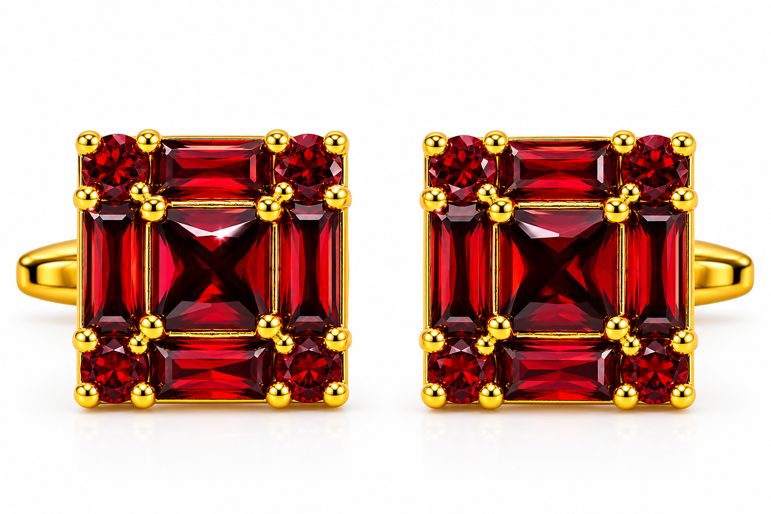 The Garnet Sovereign AD Stone Cufflinks - Flat Lay