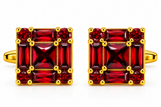 The Garnet Sovereign AD Stone Cufflinks - Flat Lay