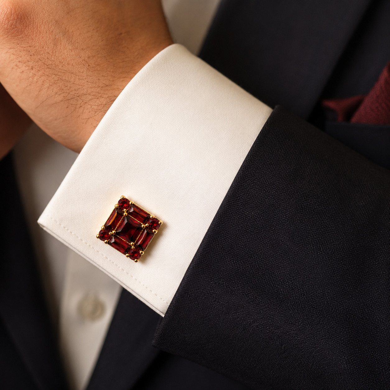 The Garnet Sovereign AD Stone Cufflinks - Model