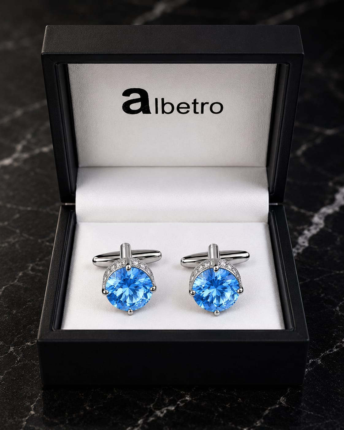 The Aegean Blue AD Stone Cufflinks - Close Up