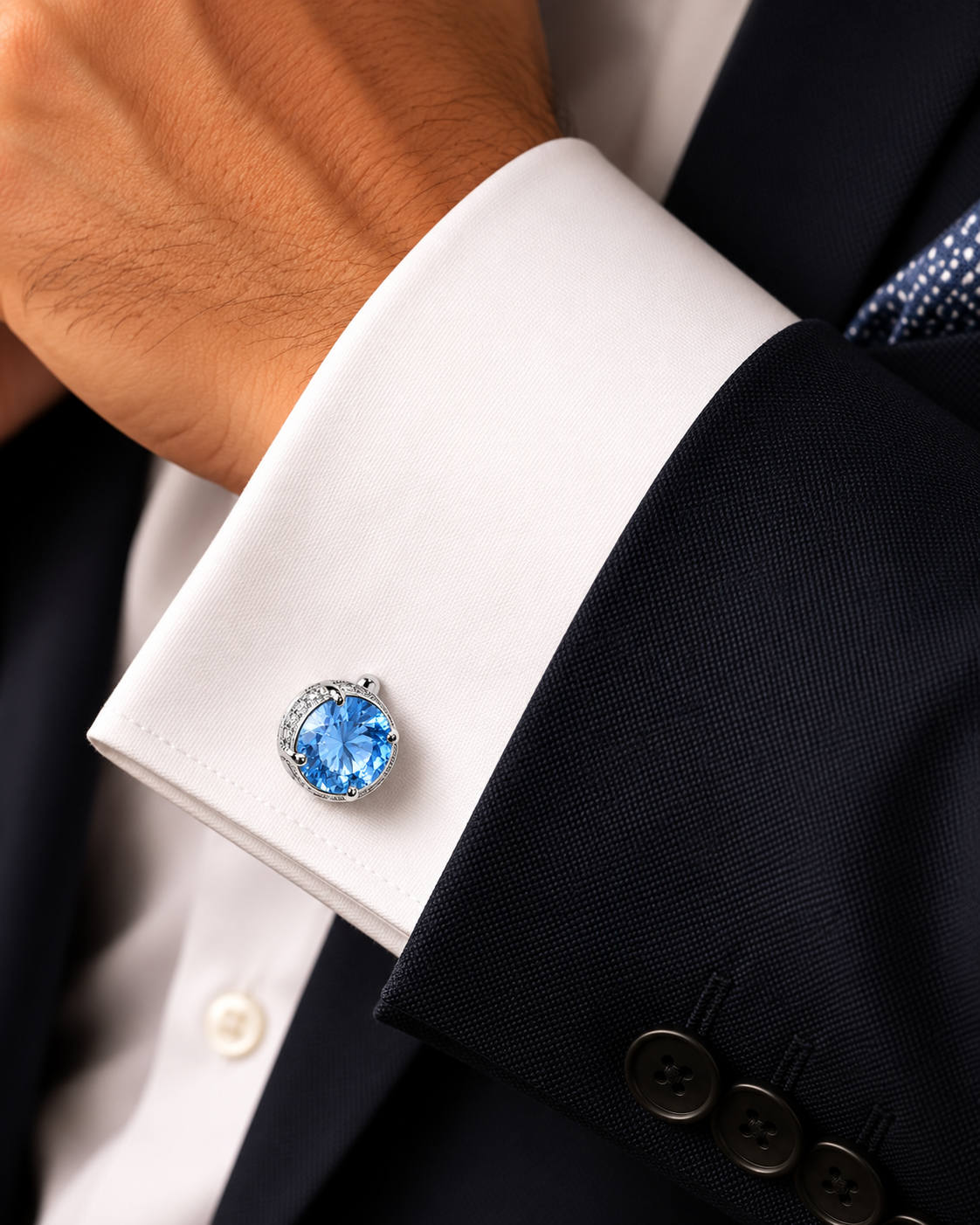 The Aegean Blue AD Stone Cufflinks - Model