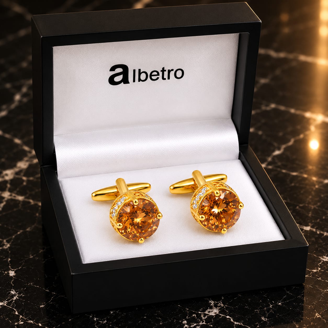The Cognac Soleil AD Stone Cufflinks - Close Up
