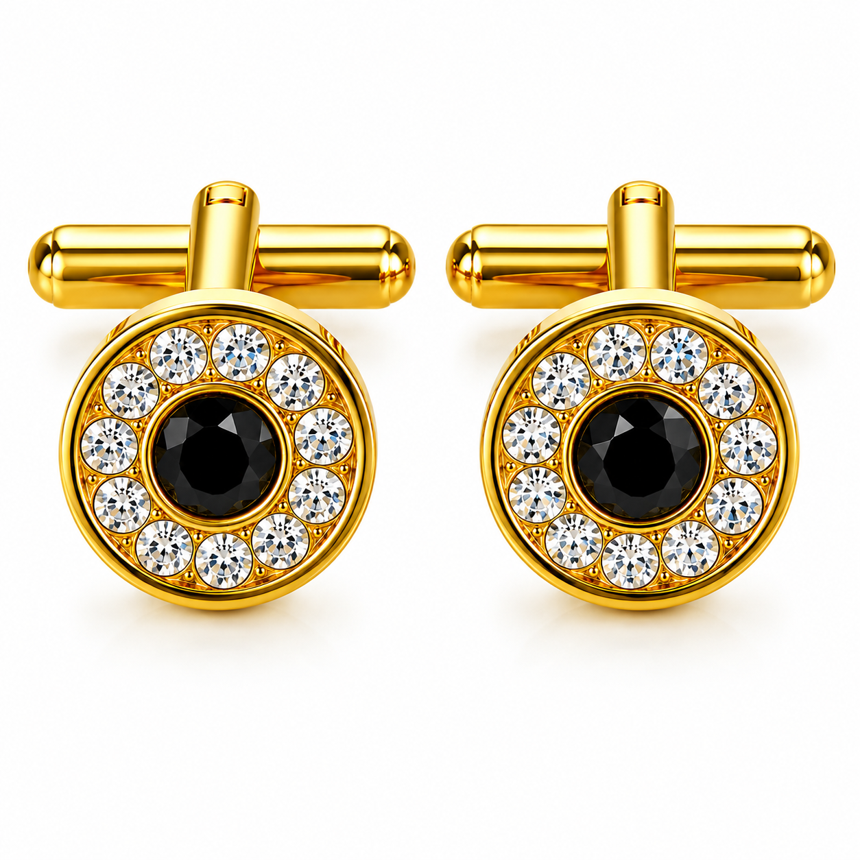 The Midnight Halo AD Stone Cufflinks - Flat Lay