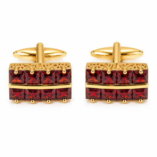 The Maharaja Garnet Cufflinks - Flat Lay