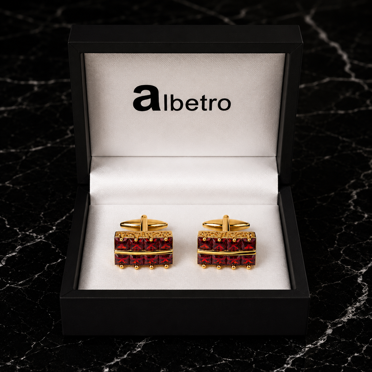 The Maharaja Garnet Cufflinks - Close Up