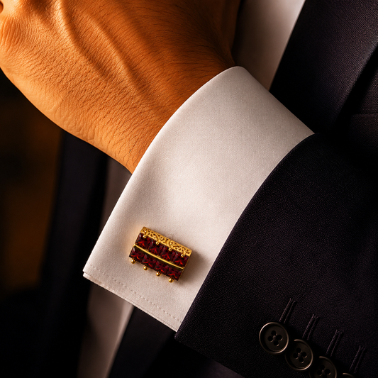 The Maharaja Garnet Cufflinks - Model