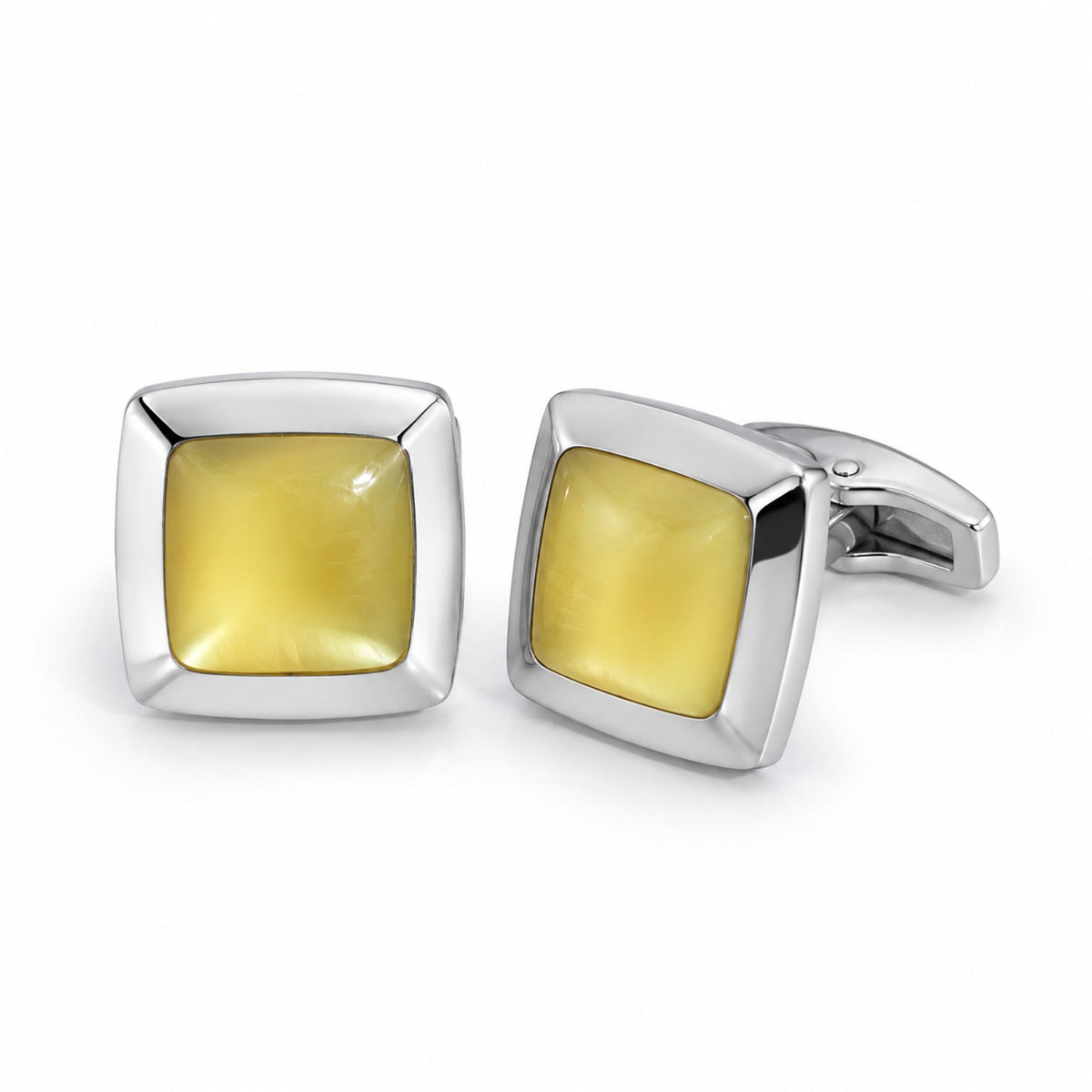 Albetro Lumière d'Or golden mother of pearl silver cufflinks pair on white background