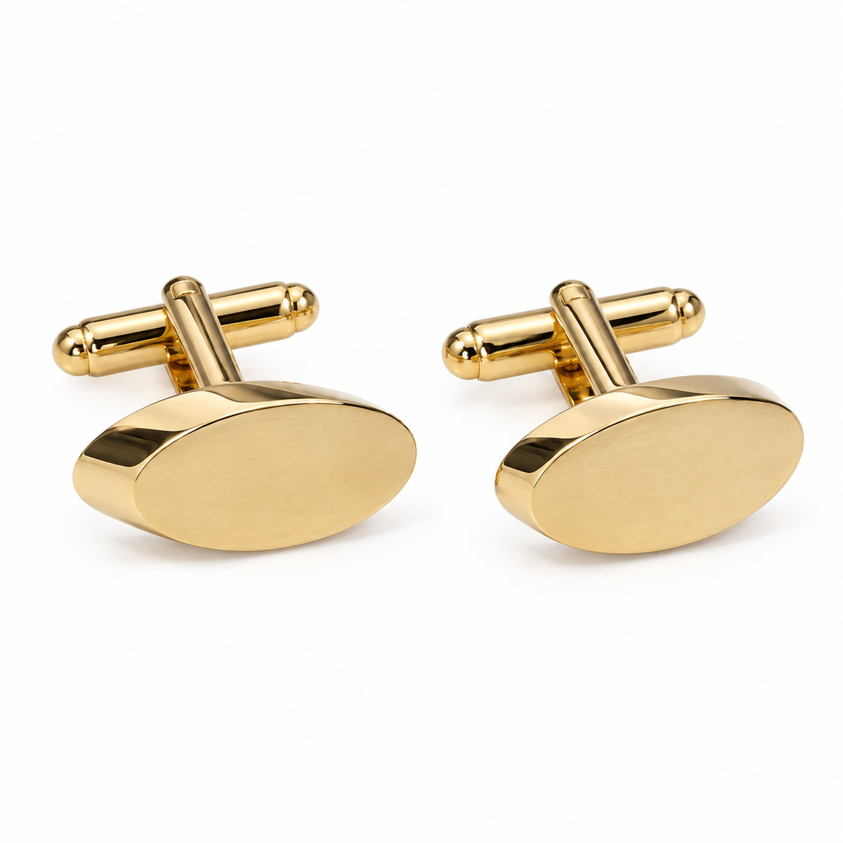 Albetro Timber Royale gold trunk cut cufflinks pair on white background