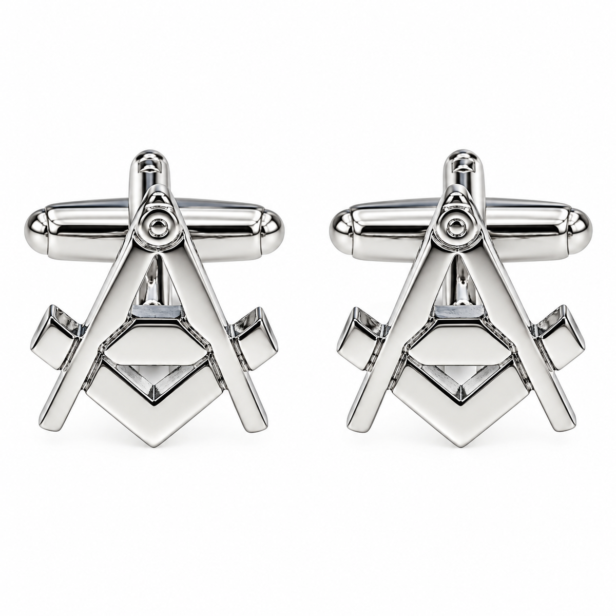 Albetro The Freemason Masonic square and compasses silver cufflinks pair