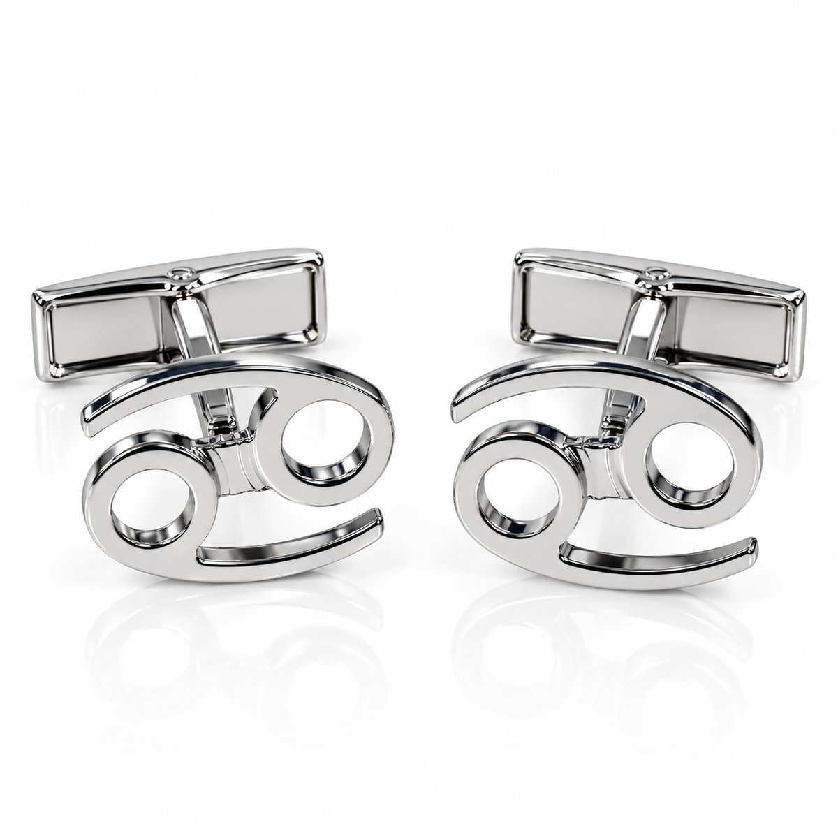 Albetro Cancer zodiac sign silver cufflinks pair on white background
