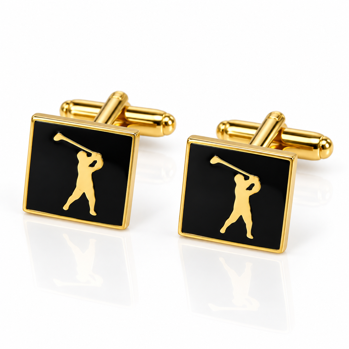 Albetro Couronne d'Or royal crown gold cufflinks pair on white background