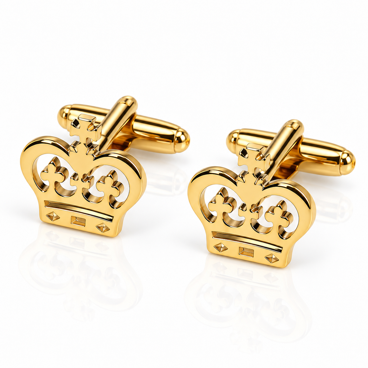 Albetro Fairway Noir black and gold golfer cufflinks pair on white background