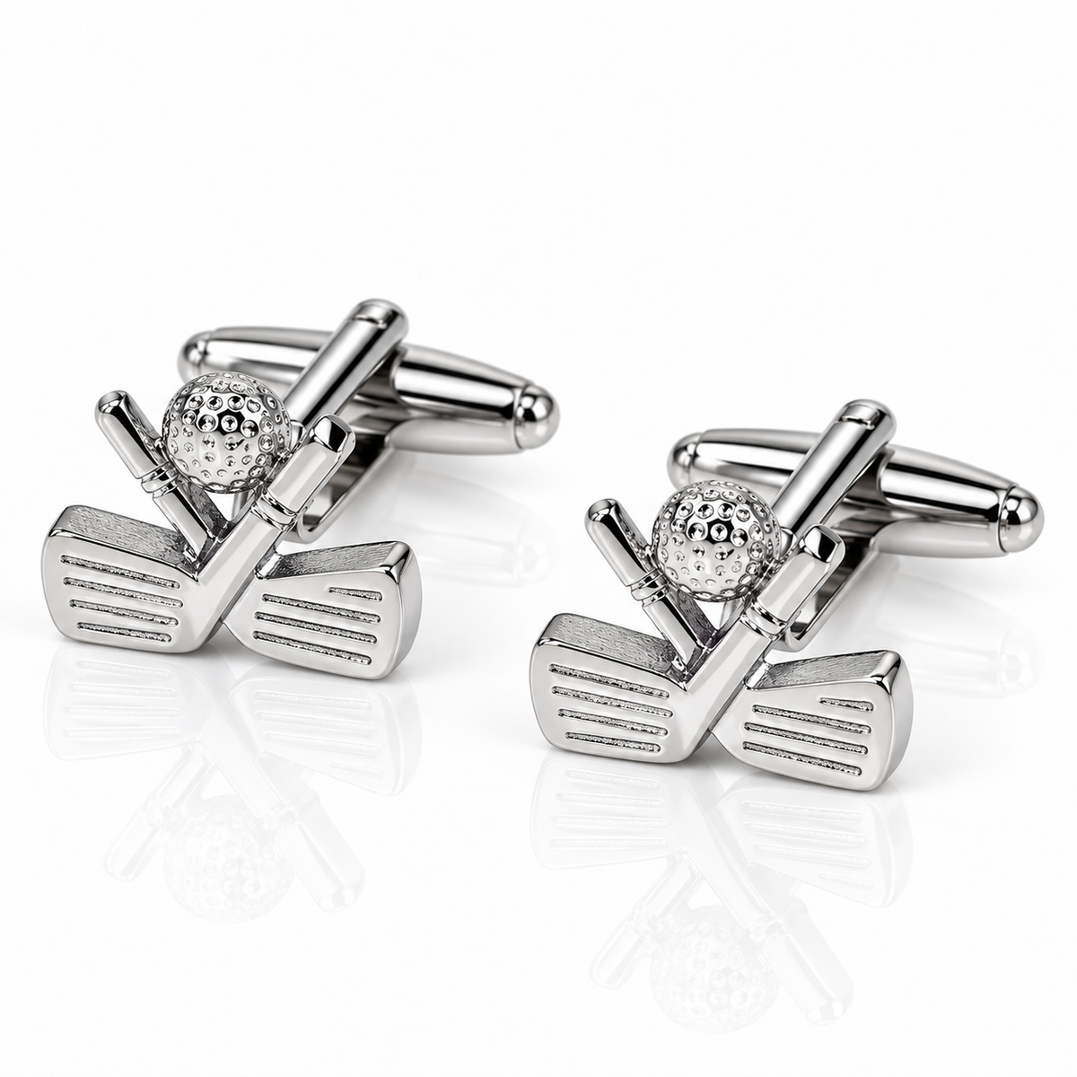 Albetro The Albatross crossed golf clubs silver cufflinks pair