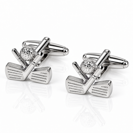 Albetro The Albatross crossed golf clubs silver cufflinks pair