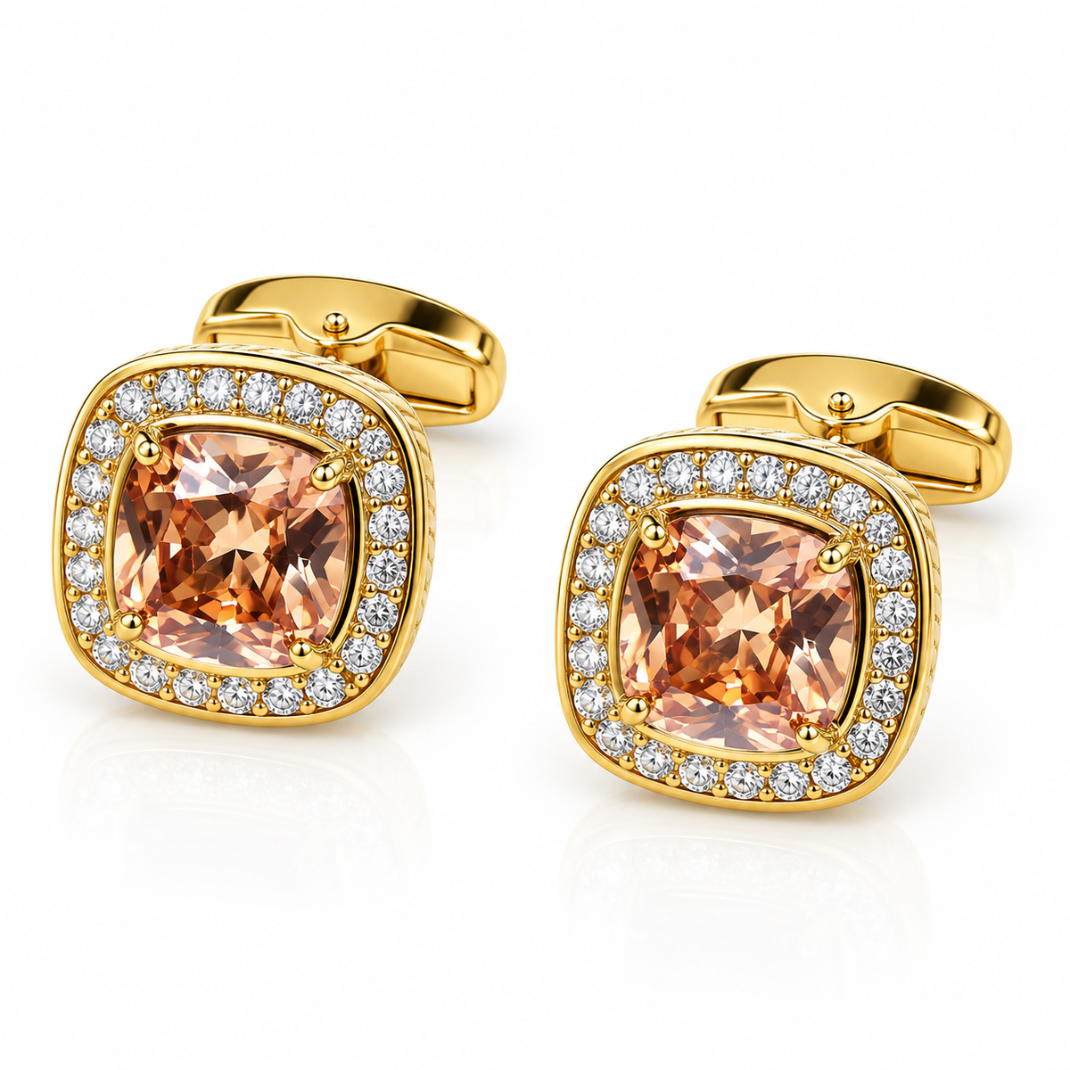 Albetro Champagne Royale champagne crystal gold cufflinks pair