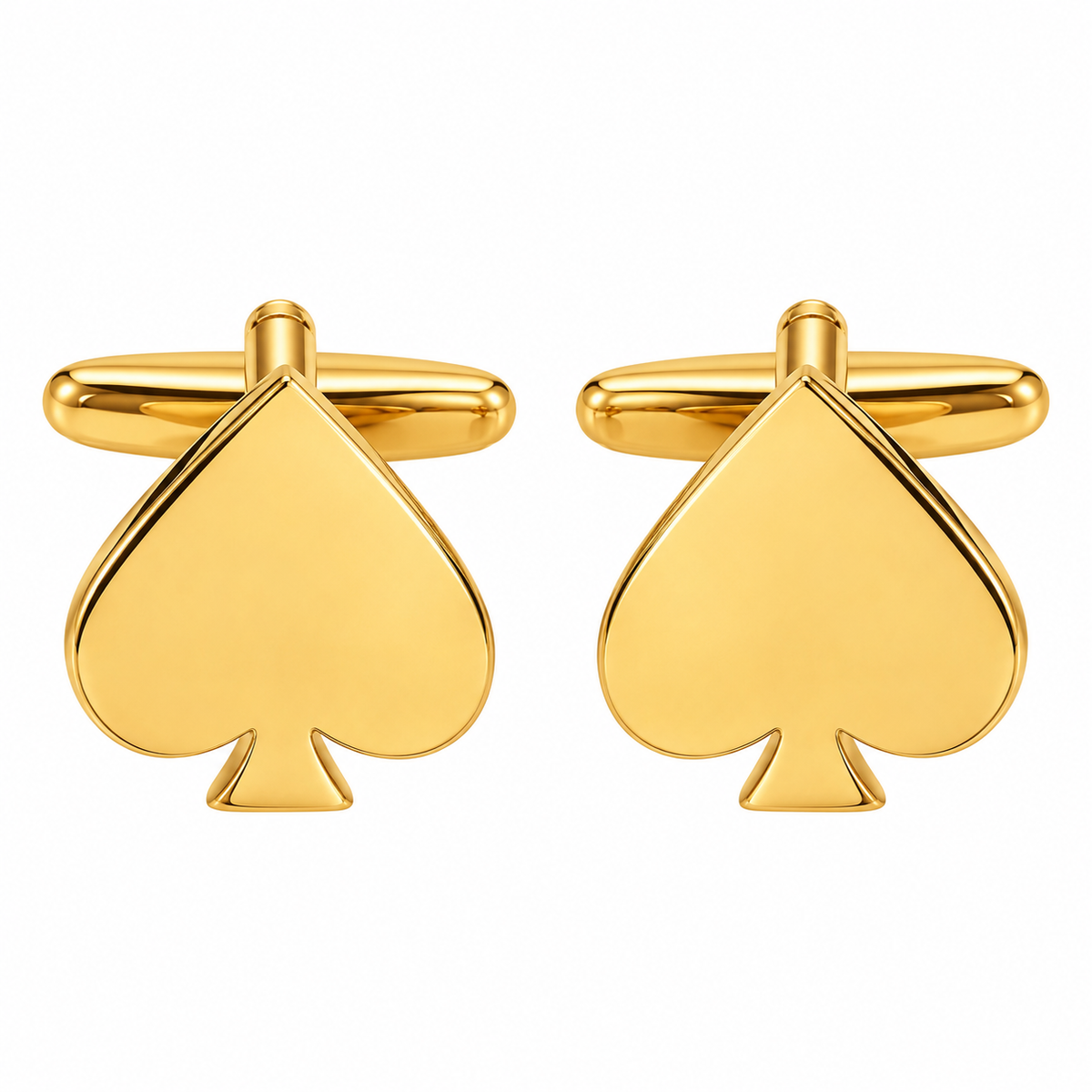 Albetro The Ace gold spade cufflinks pair on white background