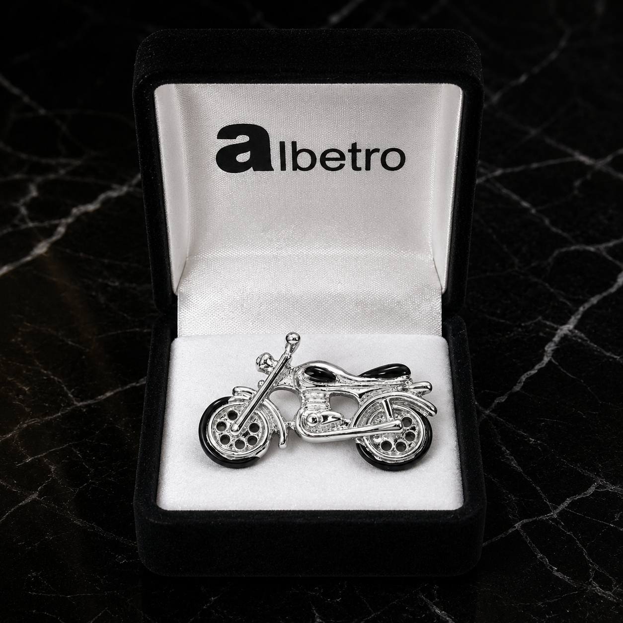 The Veloce Moto Lapel Pin by Albetro in signature gift box