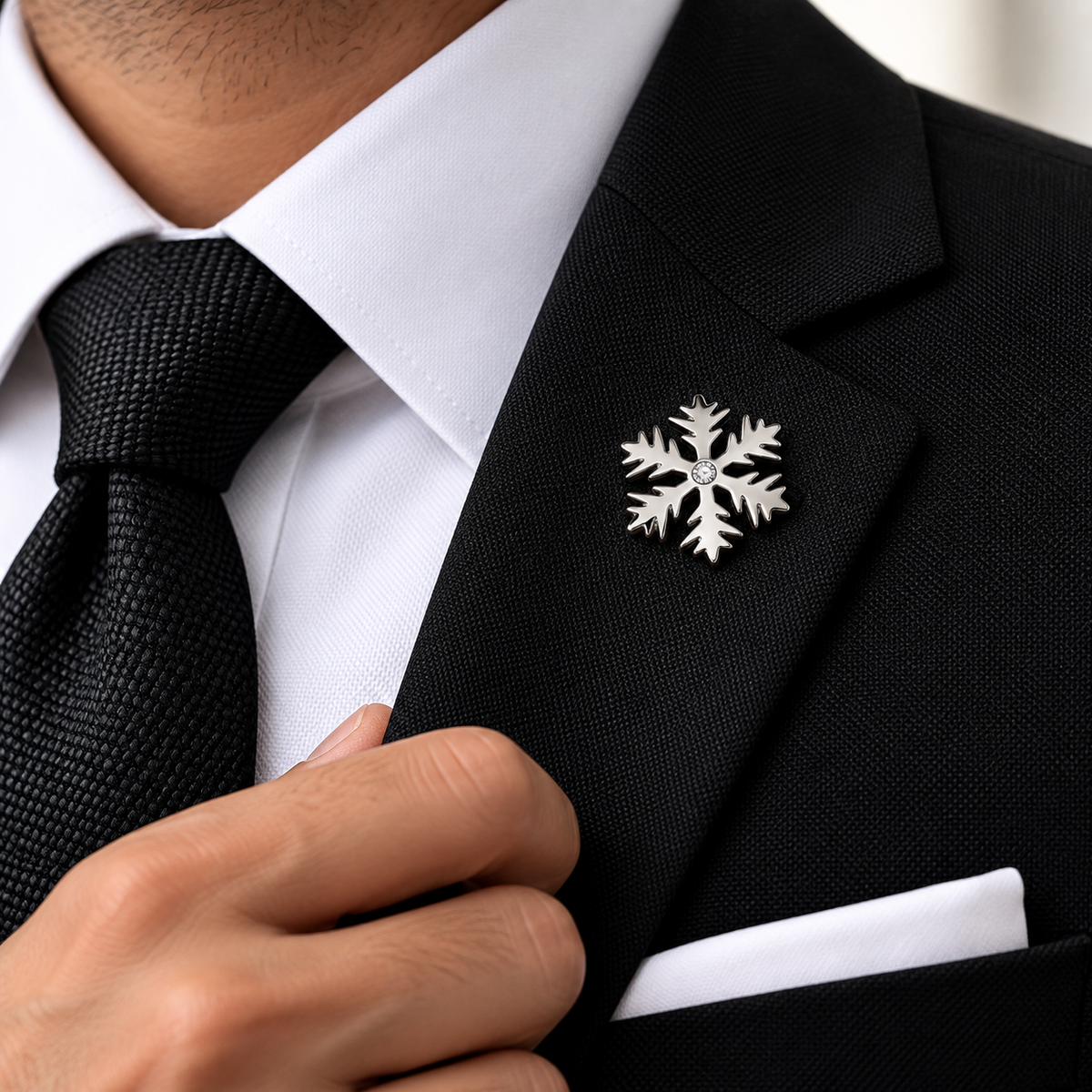 The Winter Frost Crystal Snowflake Lapel Pin - Model