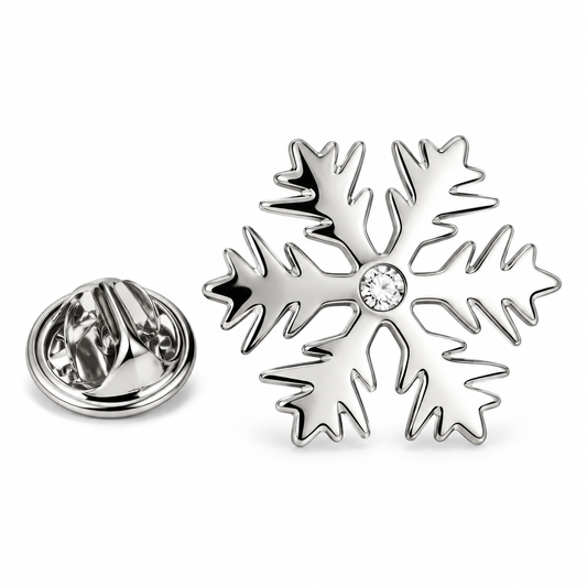The Winter Frost Crystal Snowflake Lapel Pin - Flat Lay