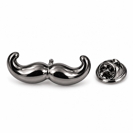 The Gentleman's Moustache Noir Lapel Pin - Flat Lay