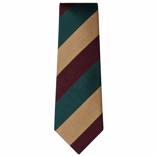 Teal Burgundy Tan Diagonal Stripe Necktie