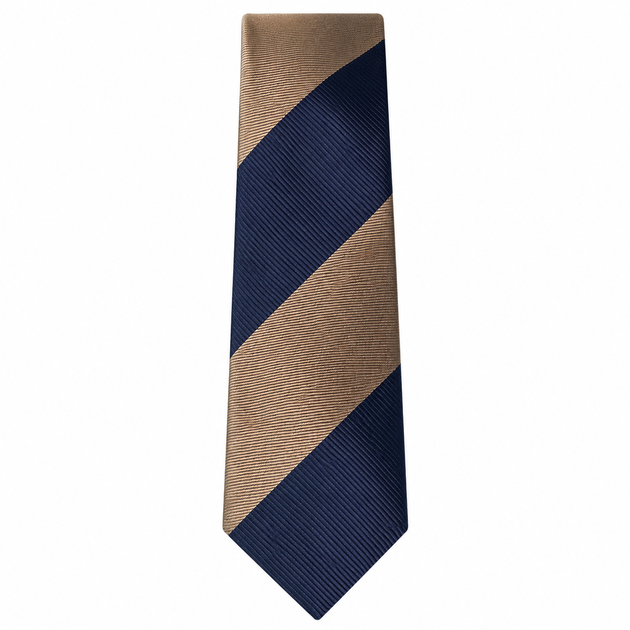 Navy Tan Diagonal Stripe Necktie