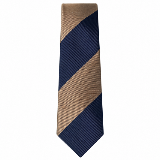 Navy Tan Diagonal Stripe Necktie