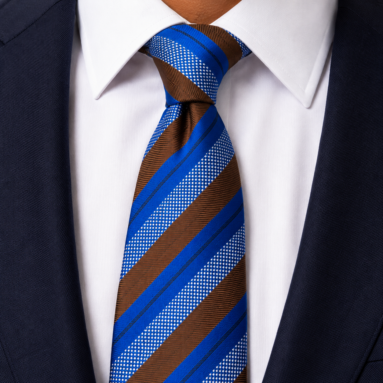 Sky Blue Brown Royal Stripe Necktie