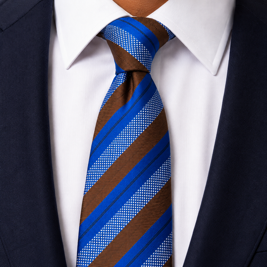 Sky Blue Brown Royal Stripe Necktie