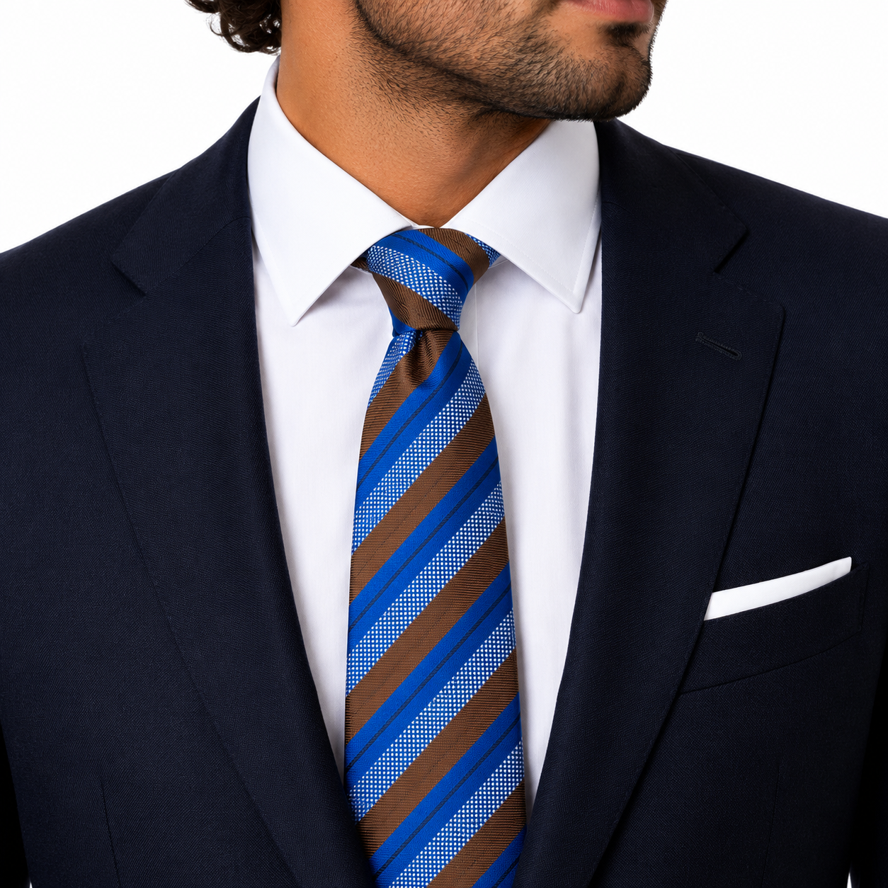 Sky Blue Brown Royal Stripe Necktie