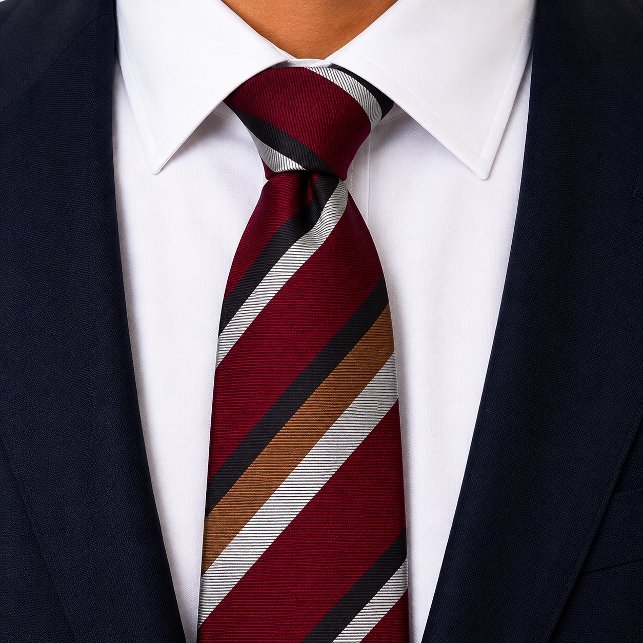 Burgundy Wine Multi-Stripe Formal Necktie