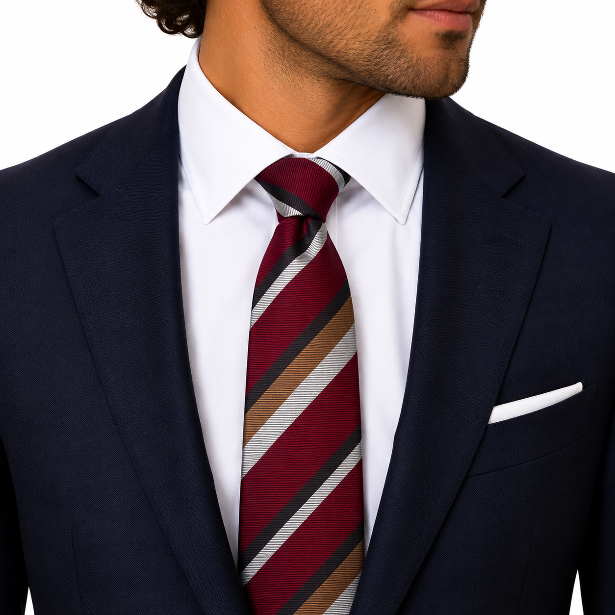 Burgundy Wine Multi-Stripe Formal Necktie