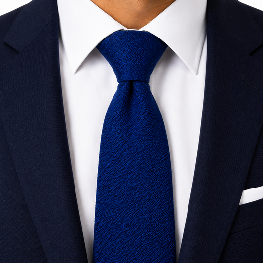 Royal Blue Solid Textured Necktie