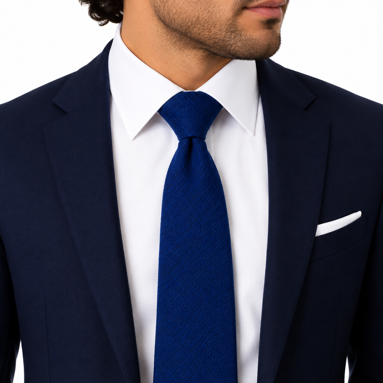 Royal Blue Solid Textured Necktie